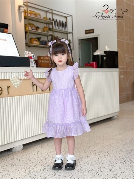  Đầm hở lưng tay cánh tiên - Tím 