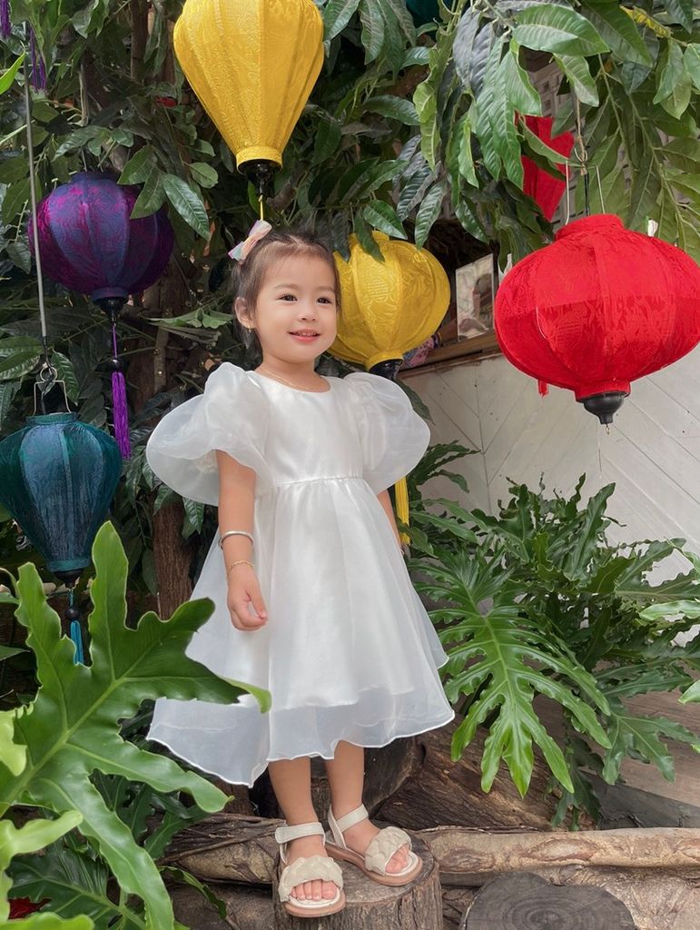  Đầm công chúa trơn - Trắng 