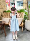  Đầm Lily - bèo vai đính nơ - xanh biển 