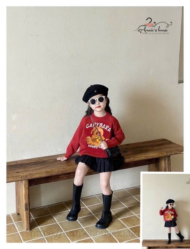  Set áo thun Capy Bara mix chân váy xếp pli 