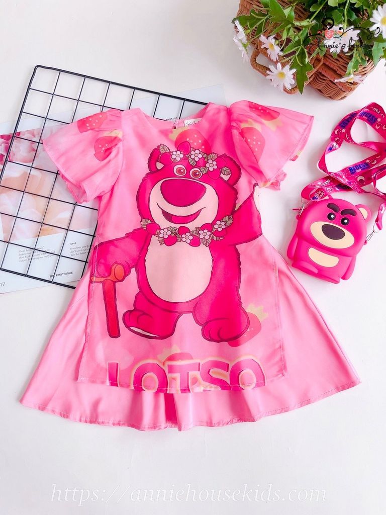  Đầm hồng gấu dâu tay cánh tiên SFA 