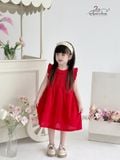 Đầm nhún thun tay con - Đỏ 