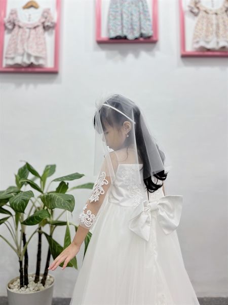  Đầm công chúa trắng dài tay 