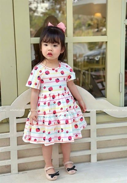  Đầm thun họa tiết Trái Dâu SFA 