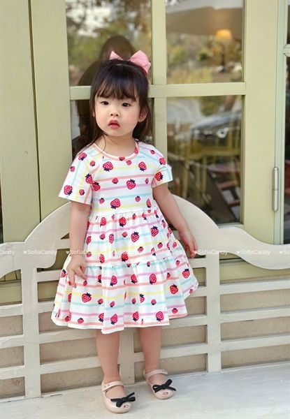  Đầm thun họa tiết Trái Dâu SFA 