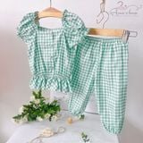  Set bộ quần dài - caro xanh 