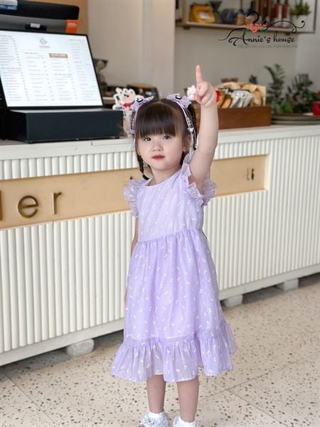  Đầm hở lưng tay cánh tiên - Tím 