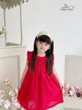  Đầm nhún thun tay con - Đỏ 
