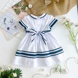  Đầm thủy thủ - trắng viền xanh 