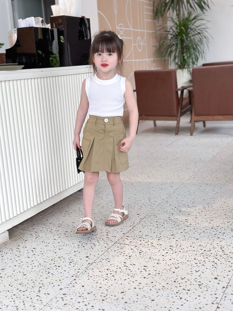  Áo thun cotton ba lỗ chất dày dặn cho bé - Trắng 