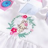  Đầm nơ vai thêu thỏ - Trắng 