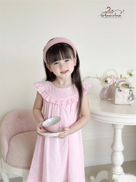  Đầm Boil hạt viền bèo - Màu Hồng 