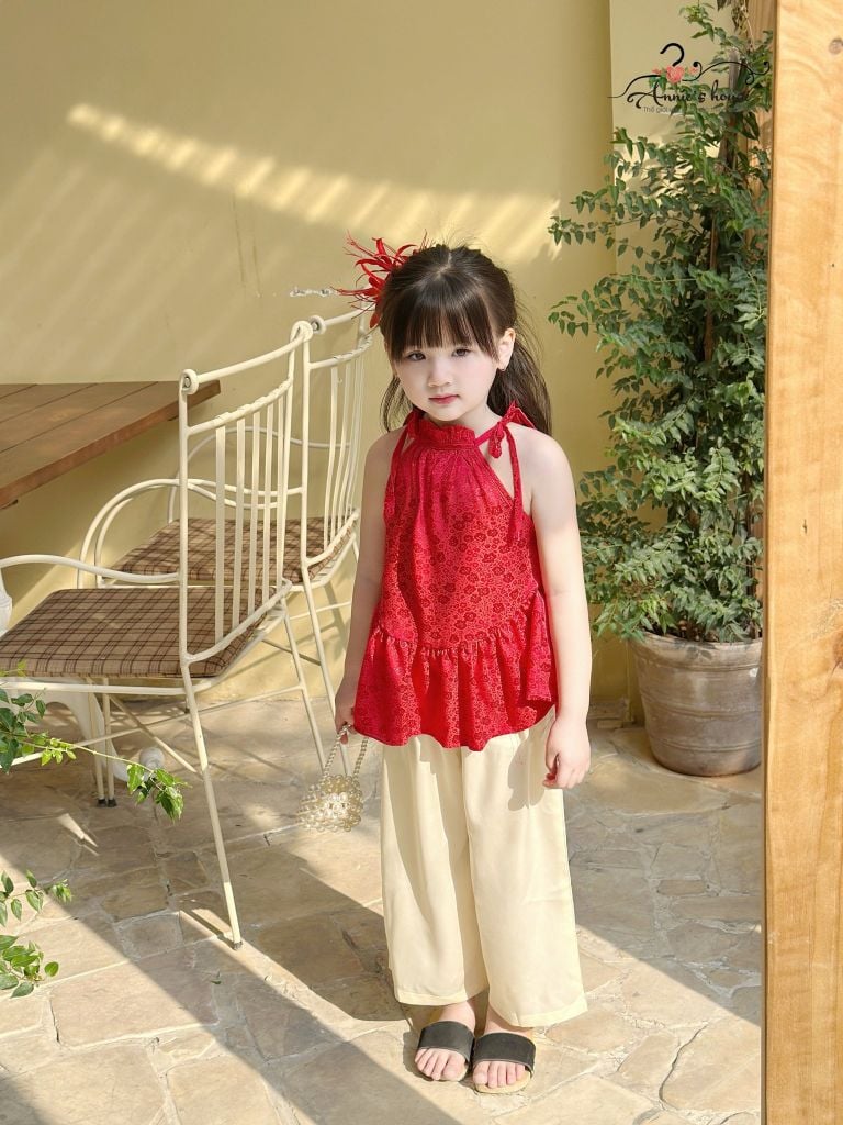  Set Yếm Nắng Xuân - Hoa Đỏ 