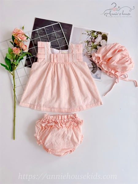  Set đầm baby - nơ hồng 