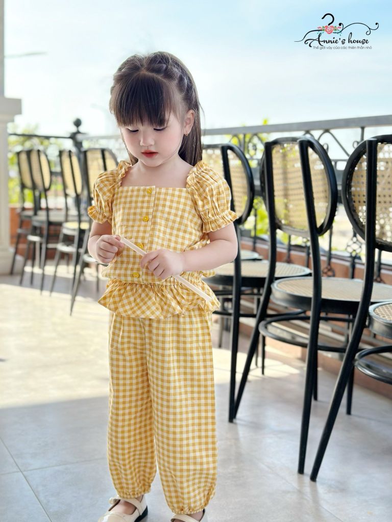  Set bộ quần dài - caro vàng 