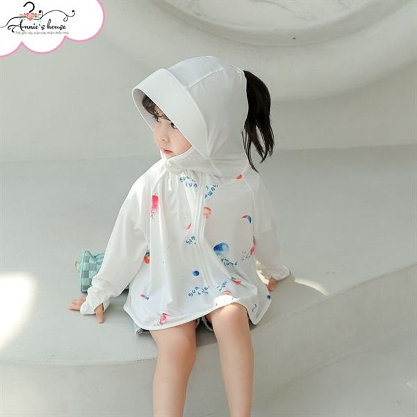  Áo chống nắng có mũ che đầu - Trắng 