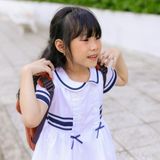  Đầm thủy thủ - trắng viền xanh 