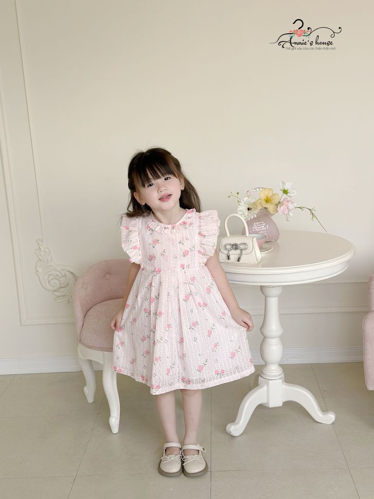  Đầm xếp li hoa - Hoa Hồng 