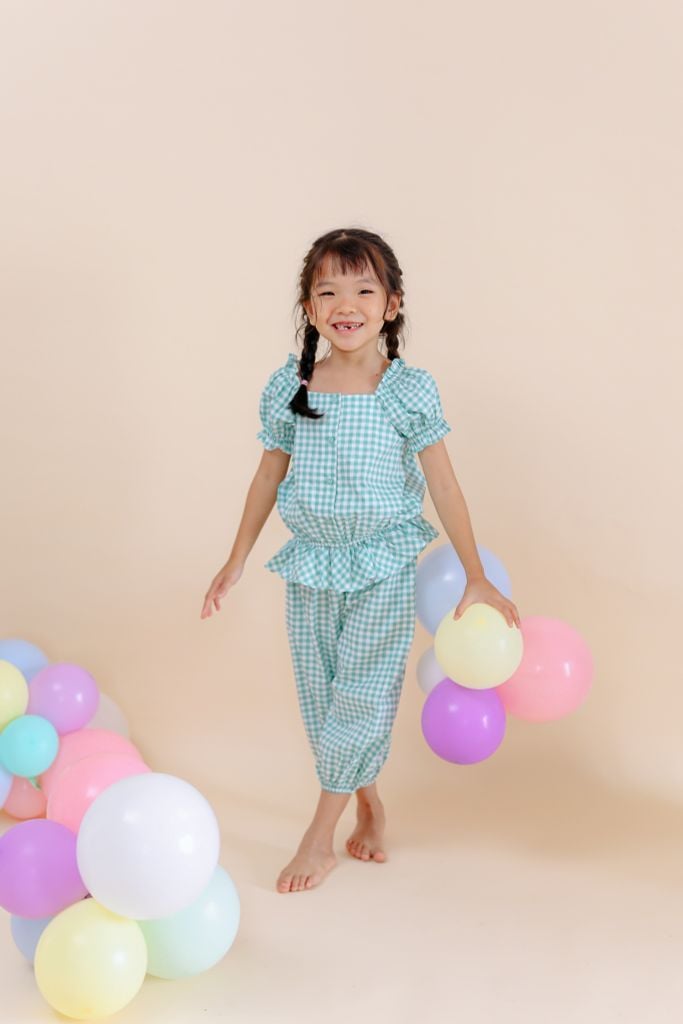  Set bộ quần dài - caro xanh 