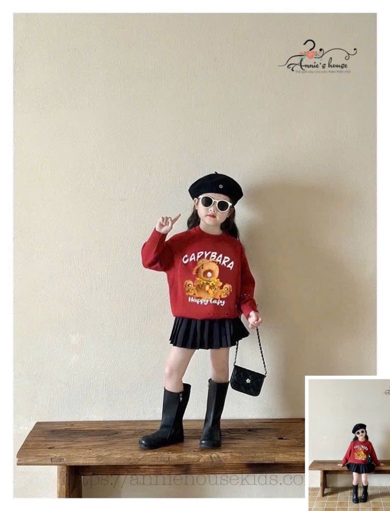  Set áo thun Capy Bara mix chân váy xếp pli 