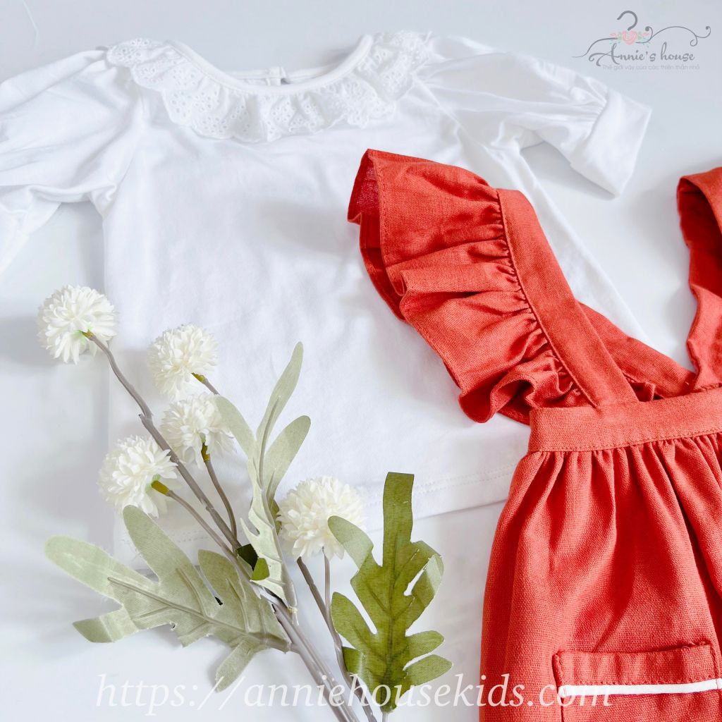 Set Yếm Hoa + Áo Siêu Hot Bông Màu Đỏ