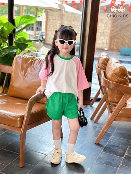  Set Color Pop Chic - Bộ thể thao phối màu - Xanh 