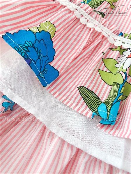  Đầm kẻ sọc hoa - Hồng 