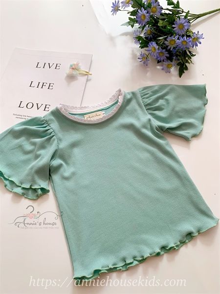  Áo thun tăm gân nhỏ- xanh đậu 