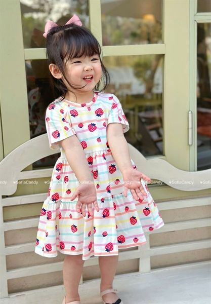  Đầm thun họa tiết Trái Dâu SFA 