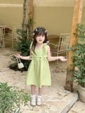  Đầm Lily - bèo vai đính nơ - xanh cốm 