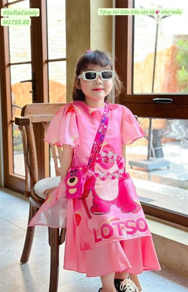  Đầm hồng gấu dâu tay cánh tiên SFA 