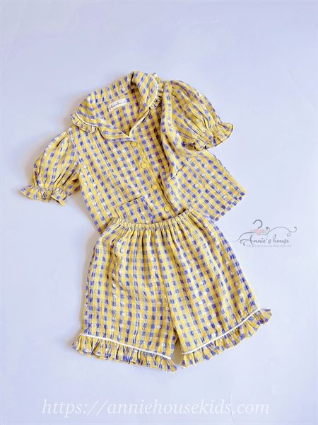  Bộ Pijama ngắn - caro vàng xanh 