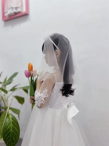  Đầm công chúa trắng dài tay 