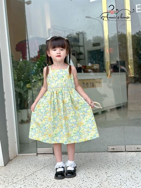  Đầm 2 dây nhún lưng - Hoa Vàng 