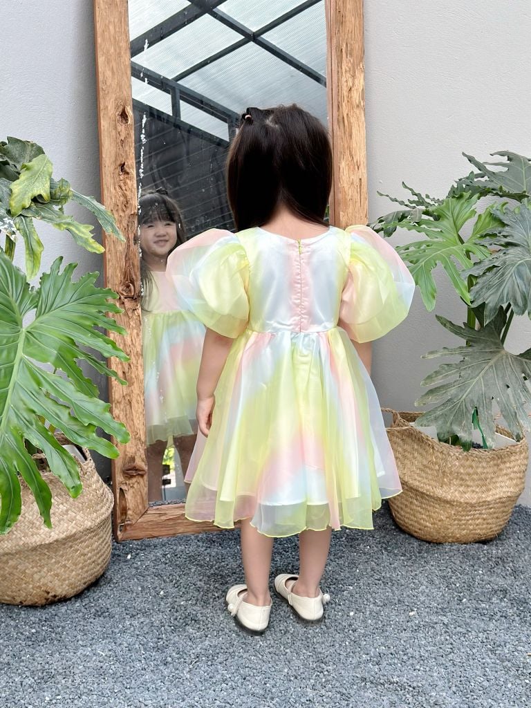  Đầm công chúa cầu vồng - xanh lá 