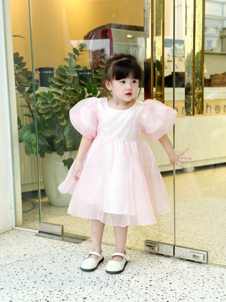  Đầm công chúa trơn - Hồng 