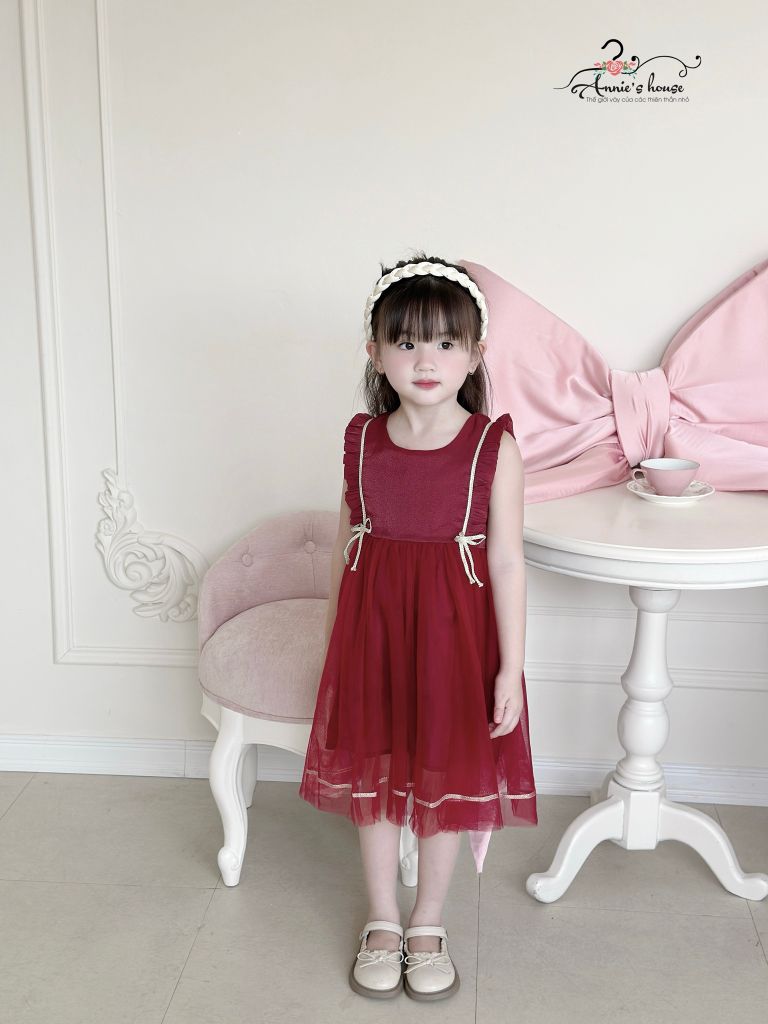  đầm voan phối nơ - Đỏ đô 