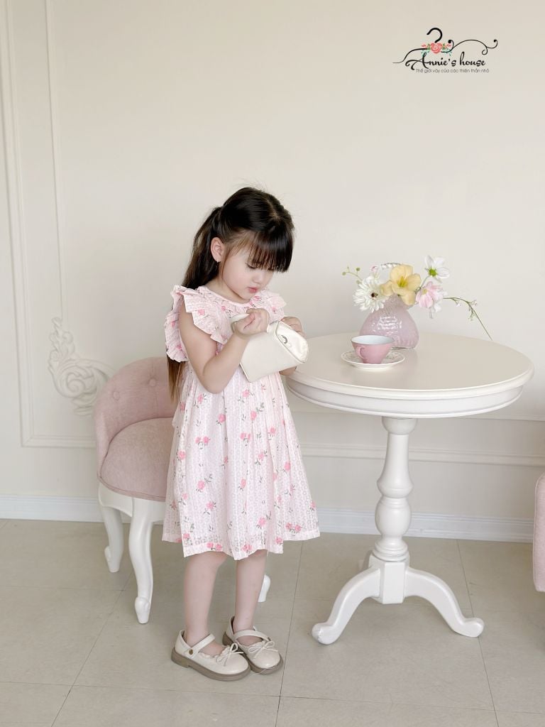  Đầm xếp li hoa - Hoa Hồng 