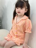  Bộ Pijama ngắn - caro hồng 