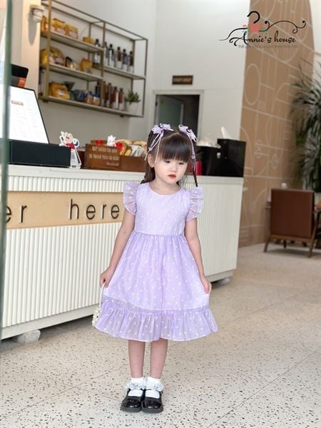  Đầm hở lưng tay cánh tiên - Tím 