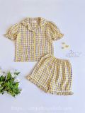  Bộ Pijama ngắn - caro vàng xanh 