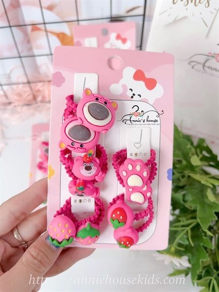  Set cột tóc Gấu dâu dây nhỏ 