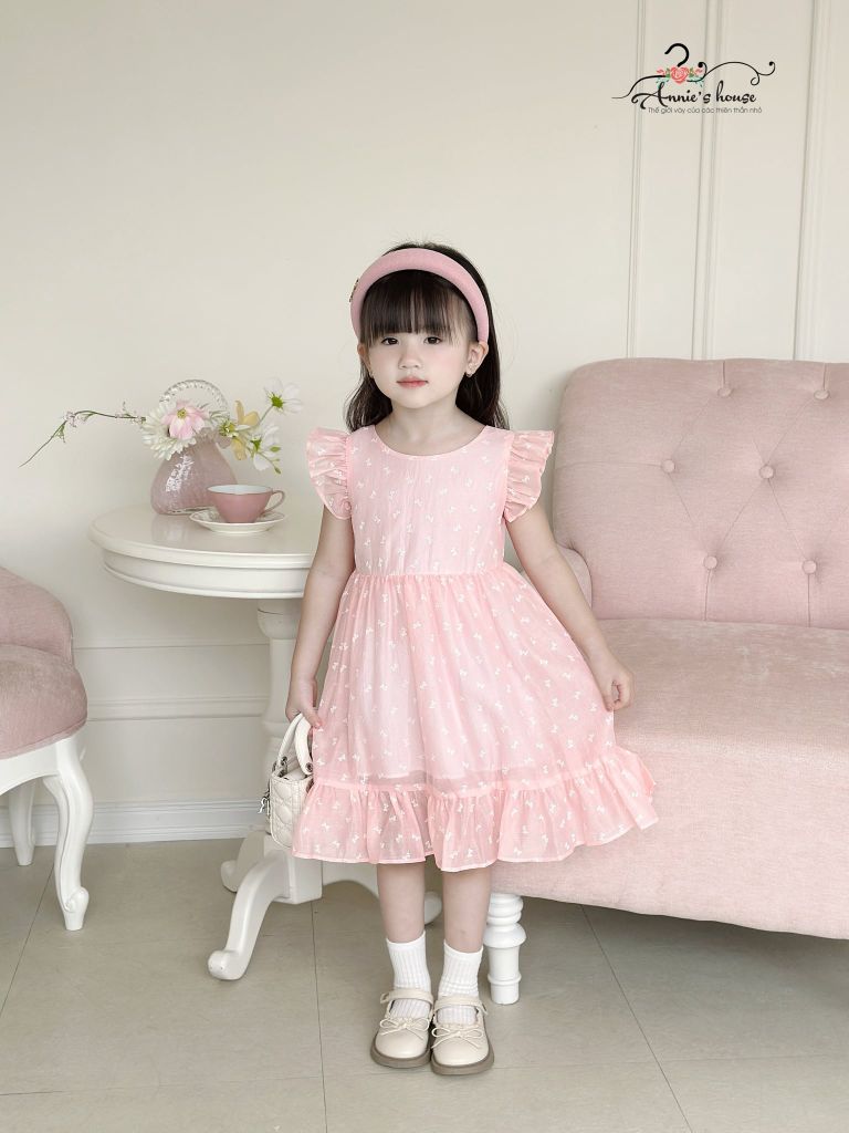  Đầm hở lưng tay cánh tiên - Hồng 