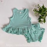  Bộ thun bèo tầng - xanh ngọc 