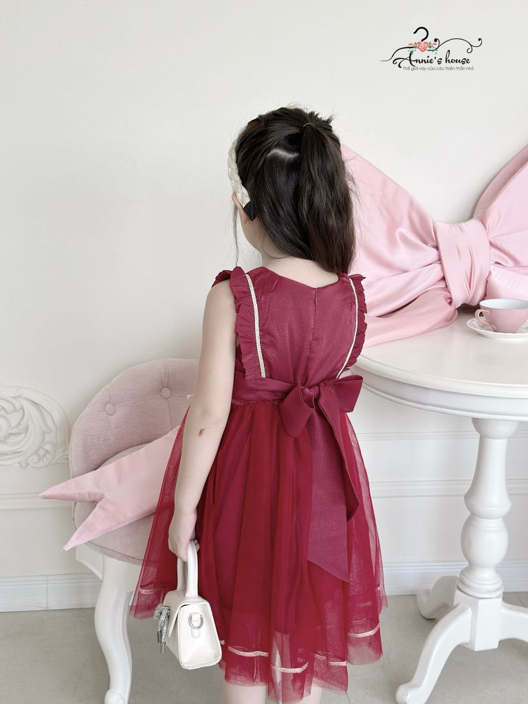  đầm voan phối nơ - Đỏ đô 