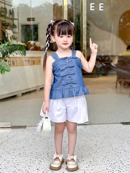  Set bộ áo nơ quần xếp li - Áo Xanh 