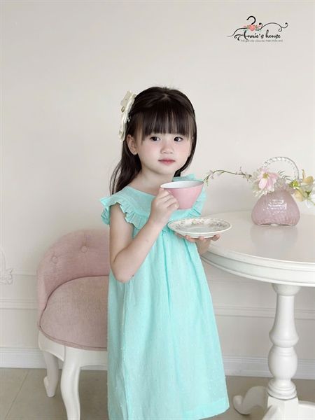  Đầm Boil hạt viền bèo - Màu Xanh 