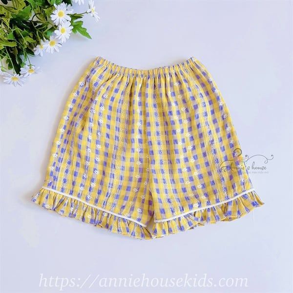  Bộ Pijama ngắn - caro vàng xanh 