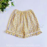  Bộ Pijama ngắn - caro vàng xanh 