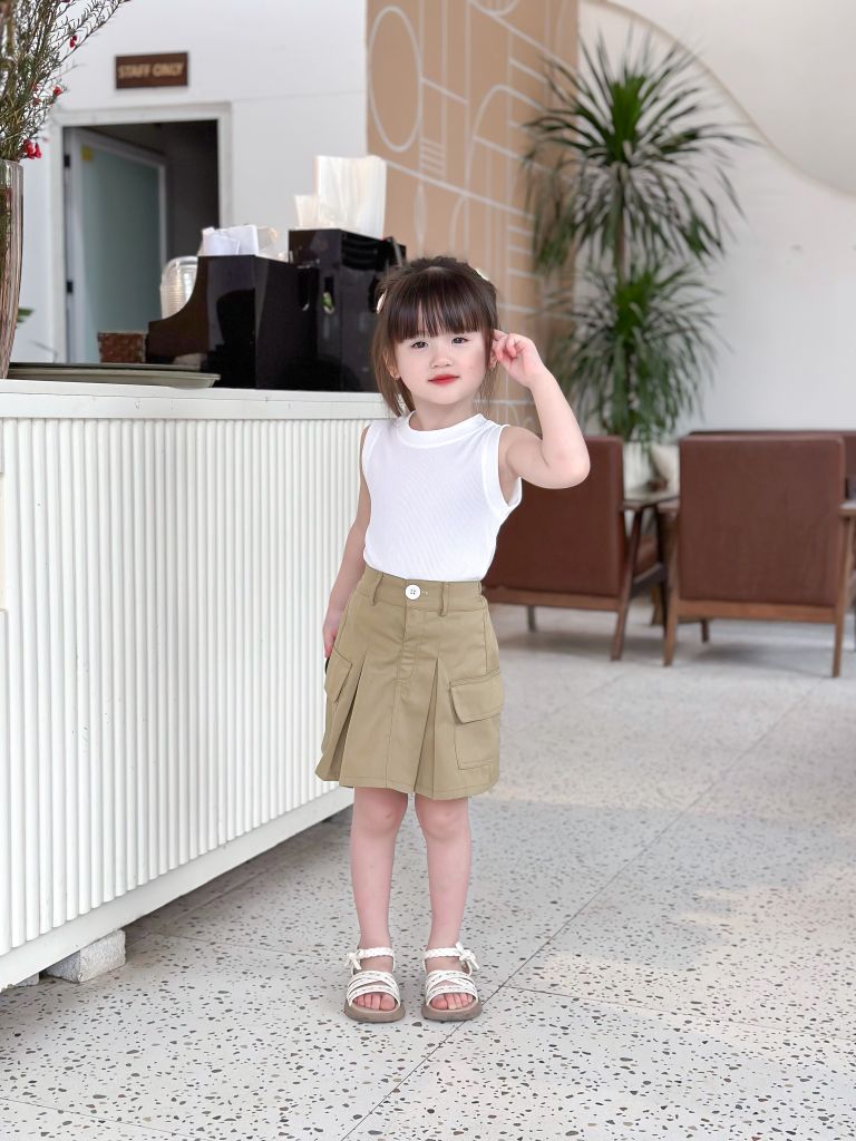  Áo thun cotton ba lỗ chất dày dặn cho bé - Trắng 